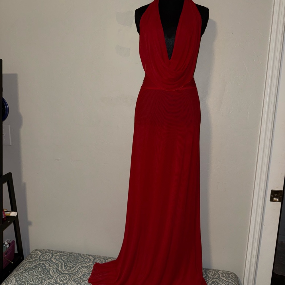 Peppermayo Vibrant Red Backless Maxi Dress